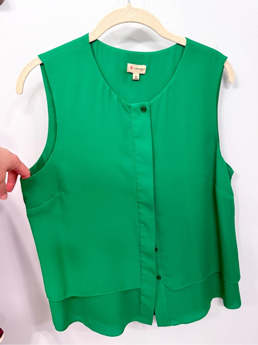 Cremieux Vintage Kelly Green Sleeveless Layered Blouse